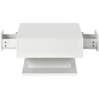 Table Basse Moderne avec 2 Tiroirs et Éclairage LED Multicolore, Blanc(m-5)