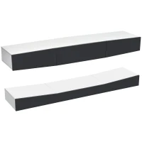 Meuble TV suspendu scandinave moderne avec éclairage LED, Blanc+gris(m-7)