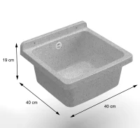 MONGARDI Lavandino pilozzo a muro da esterno 40x40x19, colore GRANITO(m-4)