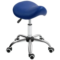 HOMCOM Saddle Stool, Height Adjustable Salon Chair for Massage Spa, Faux Leather, Brown(m-11)