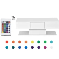 Tavolino da Salotto Moderno con 2 Cassetti e Illuminazione LED Multicolore, Bianco(m-4)