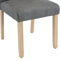 Set di 2 Sedie da Pranzo Moderne Minimaliste con Seduta in PU e Gambe in Legno di Rovere, Grigio(m-8)