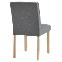 Set di 2 Sedie da Pranzo Moderne Minimaliste con Seduta in PU e Gambe in Legno di Rovere, Grigio(m-9)