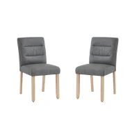 Set di 2 Sedie da Pranzo Moderne Minimaliste con Seduta in PU e Gambe in Legno di Rovere, Grigio(m-2)
