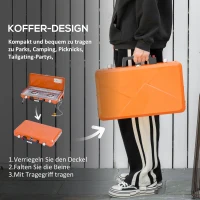Outsunny Gaskocher, Campingkocher, zwei Brenner, Deckel, einklappbare Beine, Stahl, orange, 46,5 x 33,5 x 17,4 cm(m-4)