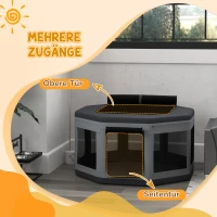 PawHut Welpenauslauf Welpengitter, rozkładany, 4 kołki do ziemi, 124 cm x 124 cm x 62cm, Szary(m-5)