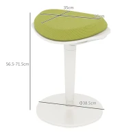 HOMCOM Scaun Ergonomic Reglabil pe Înălțime cu Înclinare 5°, Scaun Modern din Poliester, Spumă și PP, 42,5x35,5x56,5-71,5 cm, Verde(m-3)