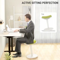 HOMCOM Scaun Ergonomic Reglabil pe Înălțime cu Înclinare 5°, Scaun Modern din Poliester, Spumă și PP, 42,5x35,5x56,5-71,5 cm, Verde(m-4)