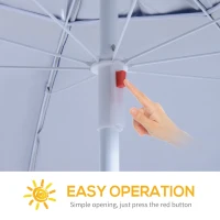 Outsunny UV Protection Fishing Beach Umbrella Brolly Shelter /w Side Panel Tent Blue(m-4)