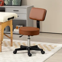 HOMCOM Beautician's Swivel Salon Chair w/ Padded Seat Back 5 Wheels Adjustable Height Salon Hairdressers Tattoo Spa Rolling Cushion Professional 48cm Brown(m-10)