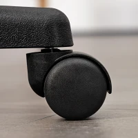 HOMCOM Beautician's Swivel Salon Chair w/ Padded Seat Back 5 Wheels Adjustable Height Salon Hairdressers Tattoo Spa Rolling Cushion Professional 48cm Brown(m-9)