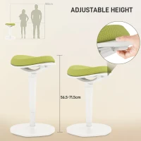 HOMCOM Scaun Ergonomic Reglabil pe Înălțime cu Înclinare 5°, Scaun Modern din Poliester, Spumă și PP, 42,5x35,5x56,5-71,5 cm, Verde(m-5)