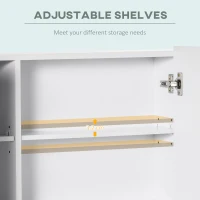 Kleankin Dulap Baie LED – Oglinda, 3 Usi & Rafturi Reglabile(m-6)