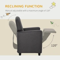 HOMCOM Kids Armchair Children Recliner Sofa Lounger Chair with Footrest for Playroom Bedroom Living Room, Grey(m-4)