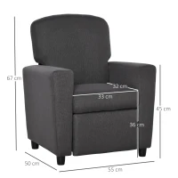 HOMCOM Kids Armchair Children Recliner Sofa Lounger Chair with Footrest for Playroom Bedroom Living Room, Grey(m-3)