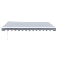 Outsunny Tenda da Sole Avvolgibile a Parete a Braccio Manuale con Manovella per Esterno Tessuto di Poliestere Alluminio 361 × 250cm Grigia(m-10)