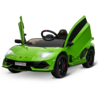 HOMCOM Elektroauto für Kinder 12V Lamborghini SVJ lizenziert Kinderfahrzeug Kinderauto für 3-8 Jahre mit Fernsteuerung 2 x 550 Motoren MP3/USB Licht Musik Metall Grün 123 x 66,5 x 45,5 cm(m-1)