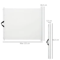 PawHut Puerta para Perros Plegable con Ancho Ajustable 5,5-115 cm Barrera de Seguridad para Perros Retráctil con Asa Blanco(m-3)