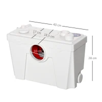 HOMCOM Bomba Trituradora Sanitaria de Agua Residual con 500W y 4 Entradas para Baño Cocina y Lavabo 40x18,5x28 cm(m-3)