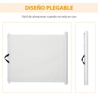 PawHut Puerta para Perros Plegable con Ancho Ajustable 5,5-115 cm Barrera de Seguridad para Perros Retráctil con Asa Blanco(m-7)