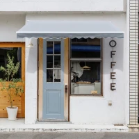 Outsunny Tenda da Sole Avvolgibile a Parete a Braccio Manuale con Manovella per Esterno Tessuto di Poliestere Alluminio 361 × 250cm Grigia(m-2)