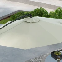Umbrelă de soare 3 (m) în consolă cu bază transversală Outsunny, Umbrelă de soare cu manivelă, înclinare și 8 nervuri(m-7)