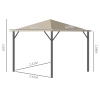 Outsunny tuinhuisje 3m x 3m aluminium staal(m-3)