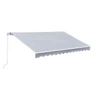 Outsunny Tenda da Sole Avvolgibile a Parete a Braccio Manuale con Manovella per Esterno Tessuto di Poliestere Alluminio 361 × 250cm Grigia(m-1)