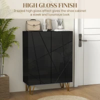 HOMCOM Narrow Shoe Storage Cabinet with Soft-Close Hinges and Adjustable Shelves for 15-20 Pairs of Shoes, Black(m-6)