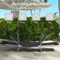 Outsunny Set of Two Steel Frame Sun Loungers, with Reclining Backs - Black(m-4)