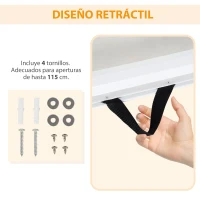 PawHut Puerta para Perros Plegable con Ancho Ajustable 5,5-115 cm Barrera de Seguridad para Perros Retráctil con Asa Blanco(m-5)