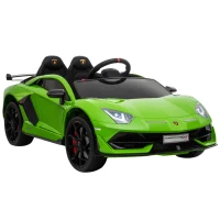 HOMCOM Elektroauto für Kinder 12V Lamborghini SVJ lizenziert Kinderfahrzeug Kinderauto für 3-8 Jahre mit Fernsteuerung 2 x 550 Motoren MP3/USB Licht Musik Metall Grün 123 x 66,5 x 45,5 cm(m-10)