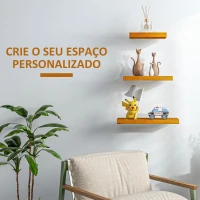 HOMCOM Prateleiras de Parede de Madeira 3 Peças Prateleiras de Parede Suspensas 50x18x3,6 cm 40x18x3,6 cm 30x18x3,6 Marrom(m-8)