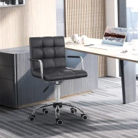 HOMCOM Krzesło biurowe w stylu retro, regulowana wysokość, 5 kółek, 52,5 cm x 54 cm x 99 cm, Czarny(m-2)