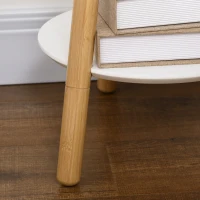 HOMCOM Cabide de Pé de Bambu 2 em 1 com 2 Prateleiras 5 Ganchos e Estrutura de Alumínio 39x5x39,5x71cm Madeira e Branco(m-7)