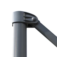 Outsunny Sombrilla de Aluminio Jardín Ø300x250 cm Parasol Excéntrico con Rotación 360° Inclinación de 6 Niveles con Manivela Ventilación y Base Cruzada para Patio Terraza Gris(m-9)