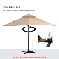 Outsunny Sonnenschirm 3x3m Gartenschirm Alu Terrassenschirm 360 grad schwenkbar Khaki(m-5)