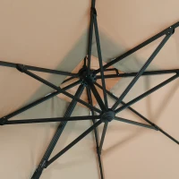 Outsunny Sombrilla de Jardín 300x300 cm Parasol de Aluminio con Manivela Poste Giratorio 360° Doble Techo Inclinable en 6 Posiciones y Base Cruzada Incluida Caqui(m-8)