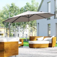 Outsunny Sonnenschirm Gartenschirm Ampelschirm rund Roma mit Handkurbel 360° drehbar Aluminum + Stahl + Polyester Grau Ø294 x 248 cm(m-2)
