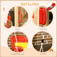Outsunny Conjunto de Escorrega e Baloiço para Crianças de 18-48 Meses Parque Infantil de Madeira 170x200x118 cm Vermelho e Natural(m-7)