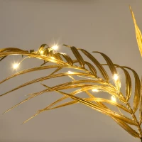HOMCOM Árvore Palmeira com 150 Luzes LED IP44 Branco Quente Árvore Decorativa para Festas Interior 21x21x150cm Dourado(m-9)