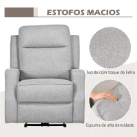 HOMCOM Poltrona Reclinável Elétrica com Reclinação até 150° e USB Capacidade 136 kg para Sala Quarto 84x92x104 cm Cinza(m-7)