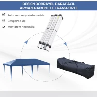 Outsunny Tenda Dobrável 6x3 Tenda de Jardim Portátil com Bolsa de Transporte Tecido Oxford para Exterior Festas Acampamento Azul(m-4)