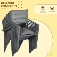Outsunny Conjunto de Jardim Refeição de 9 Peças com Mesa Extensível 8 Cadeiras Empilháveis 135-270x89x74cm Cinza(m-6)