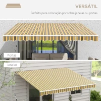 Outsunny Toldo Manual Retrátil 350x250 cm com Manivela de Metal Impermeável e Anti-UV para Jardim Terraço Janelas Cinza e Amarelo(m-5)