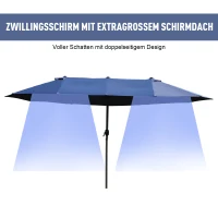 Outsunny dubbele parasol tuinparasol marktparasol met handslinger 460 x 270 cm(m-4)