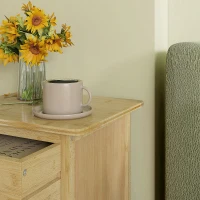 HOMCOM Set 2 Noptiere cu 2 Sertare și Poliță de Jos în Stil Nordic, Noptiere Moderne din Bambus, 40x34x60 cm, Lemn Natural(m-7)