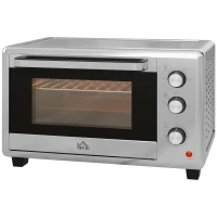 HOMCOM 30L 60-230℃ Mini Electric Oven, with Accessories - Silver Tone(m-11)