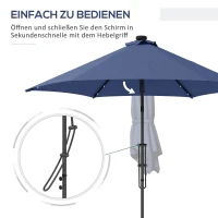 Outsunny Tuinparasol, zweefparasol, LED's, zonnepaneel, weerbestendig, inclusief beschermhoes, Ø290 x 260 cm, donkerblauw(m-4)