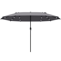 Outsunny parasol met LED dubbele parasol 440 x 260 cm tuinparasol grijs